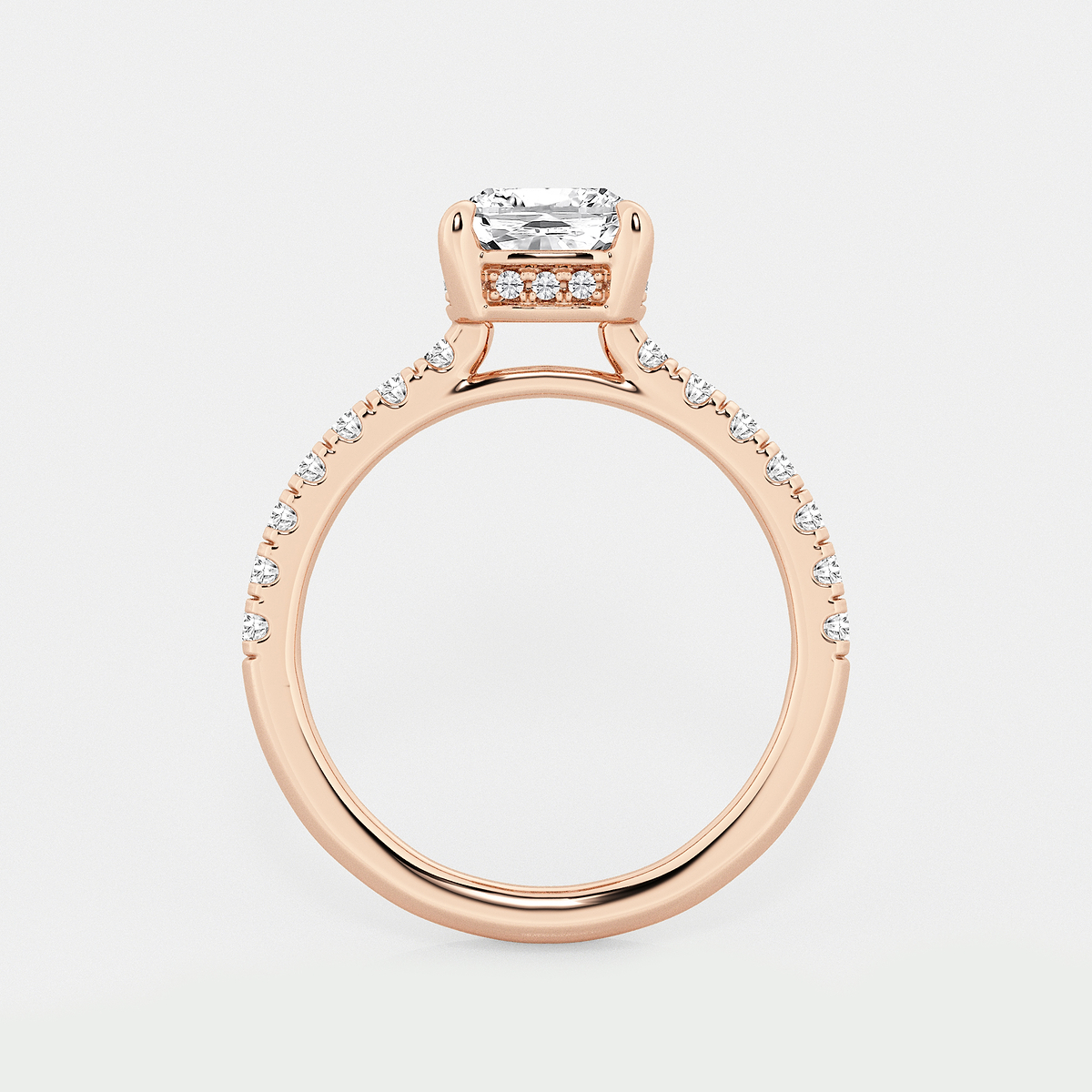 Additional Image 1 for  2 3/4 ctw Cushion Lab Grown Diamond Hidden Halo Bridal Set