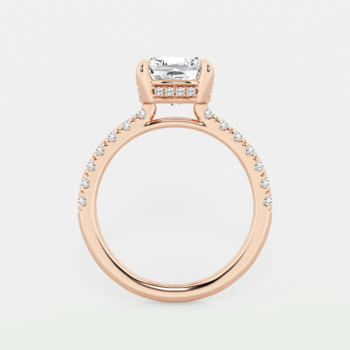Additional Image 1 for  3 3/4 ctw Cushion Lab Grown Diamond Hidden Halo Bridal Set