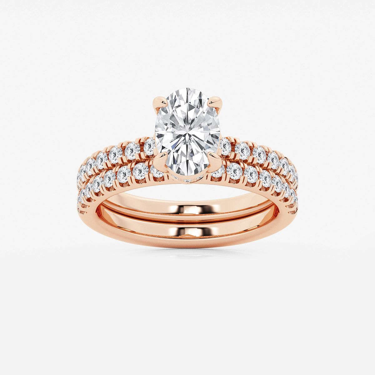 2 1/4 ctw Oval Lab Grown Diamond Hidden Halo Bridal Set