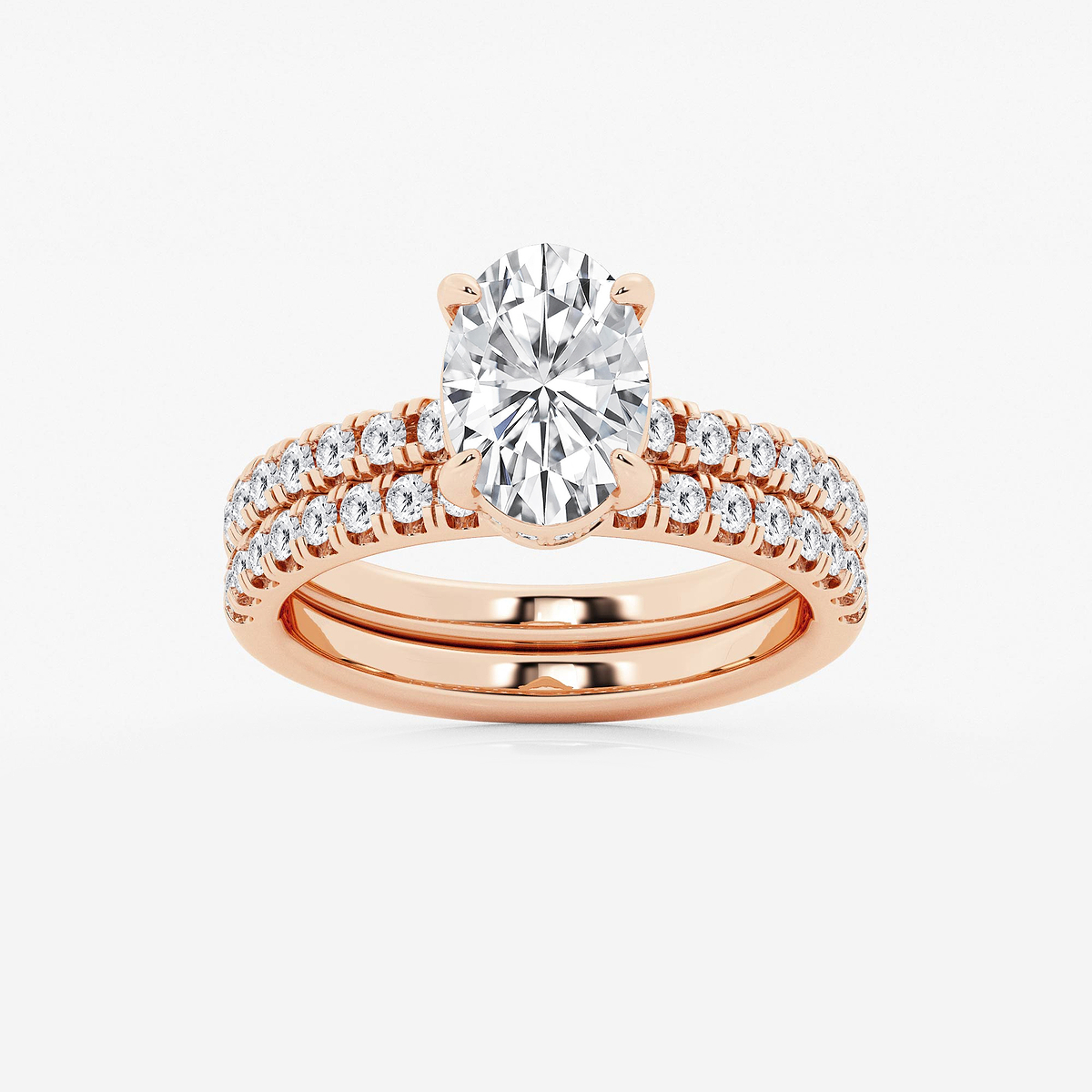 2 3/4 ctw Oval Lab Grown Diamond Hidden Halo Bridal Set