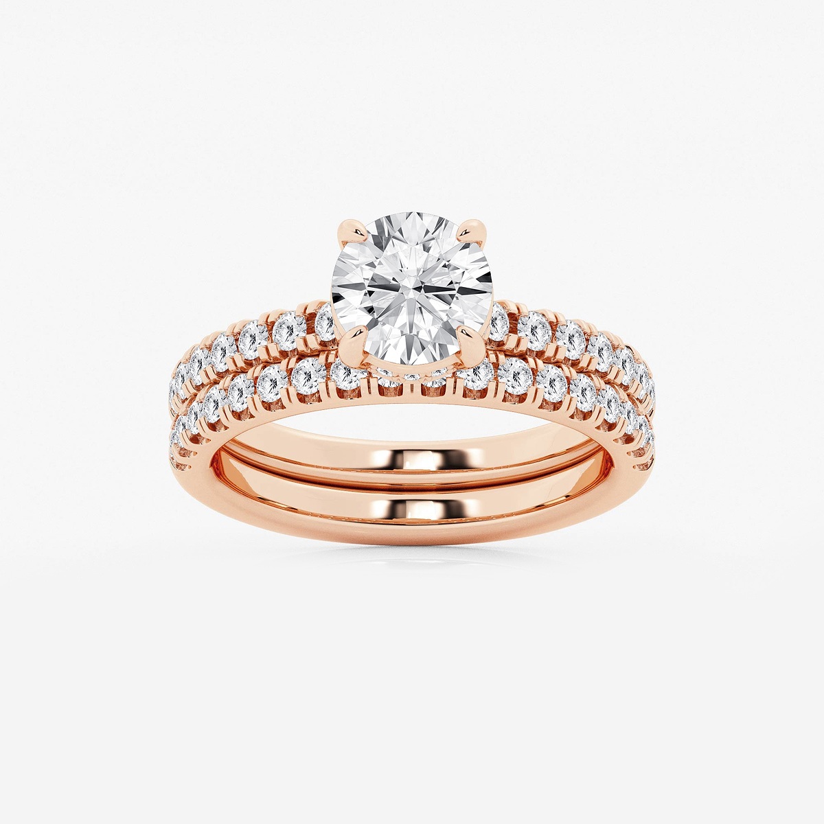 2 1/4 ctw Round Lab Grown Diamond Hidden Halo Bridal Set