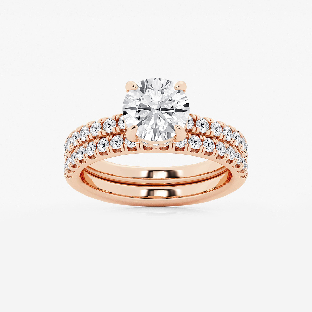 2 3/4 ctw Round Lab Grown Diamond Hidden Halo Bridal Set