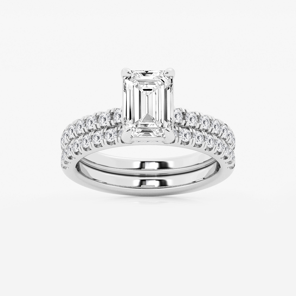 2 3/4 ctw Emerald Lab Grown Diamond Hidden Halo Bridal Set