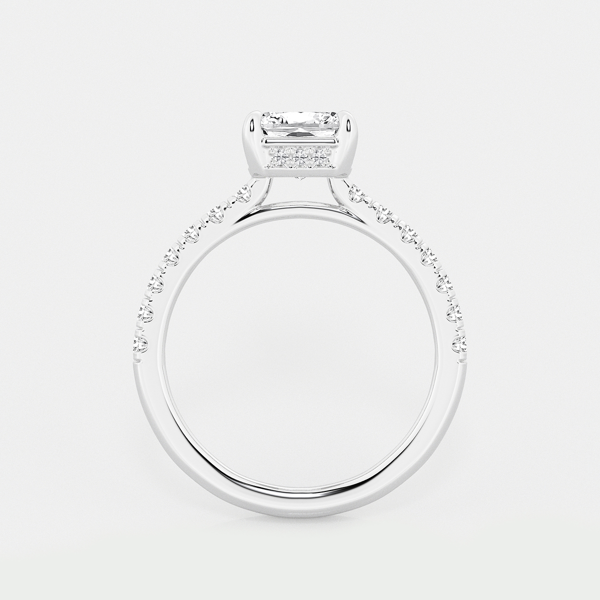 Additional Image 1 for  3 3/4 ctw Emerald Lab Grown Diamond Hidden Halo Bridal Set