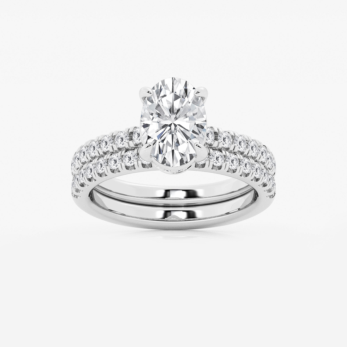 2 3/4 ctw Oval Lab Grown Diamond Hidden Halo Bridal Set