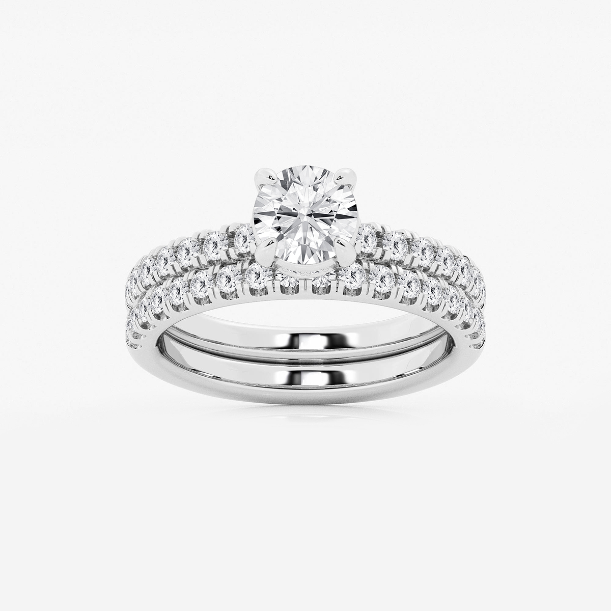 1 3/4 ctw Round Lab Grown Diamond Hidden Halo Bridal Set 14K White Gold, E, VS1