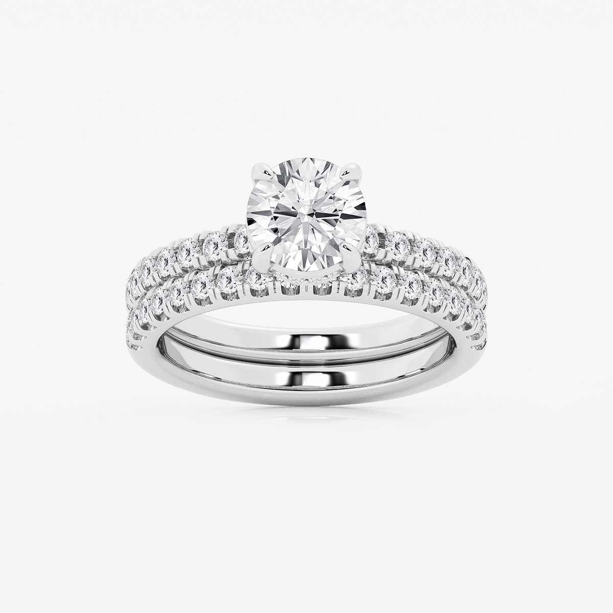 2 1/4 ctw Round Lab Grown Diamond Hidden Halo Bridal Set