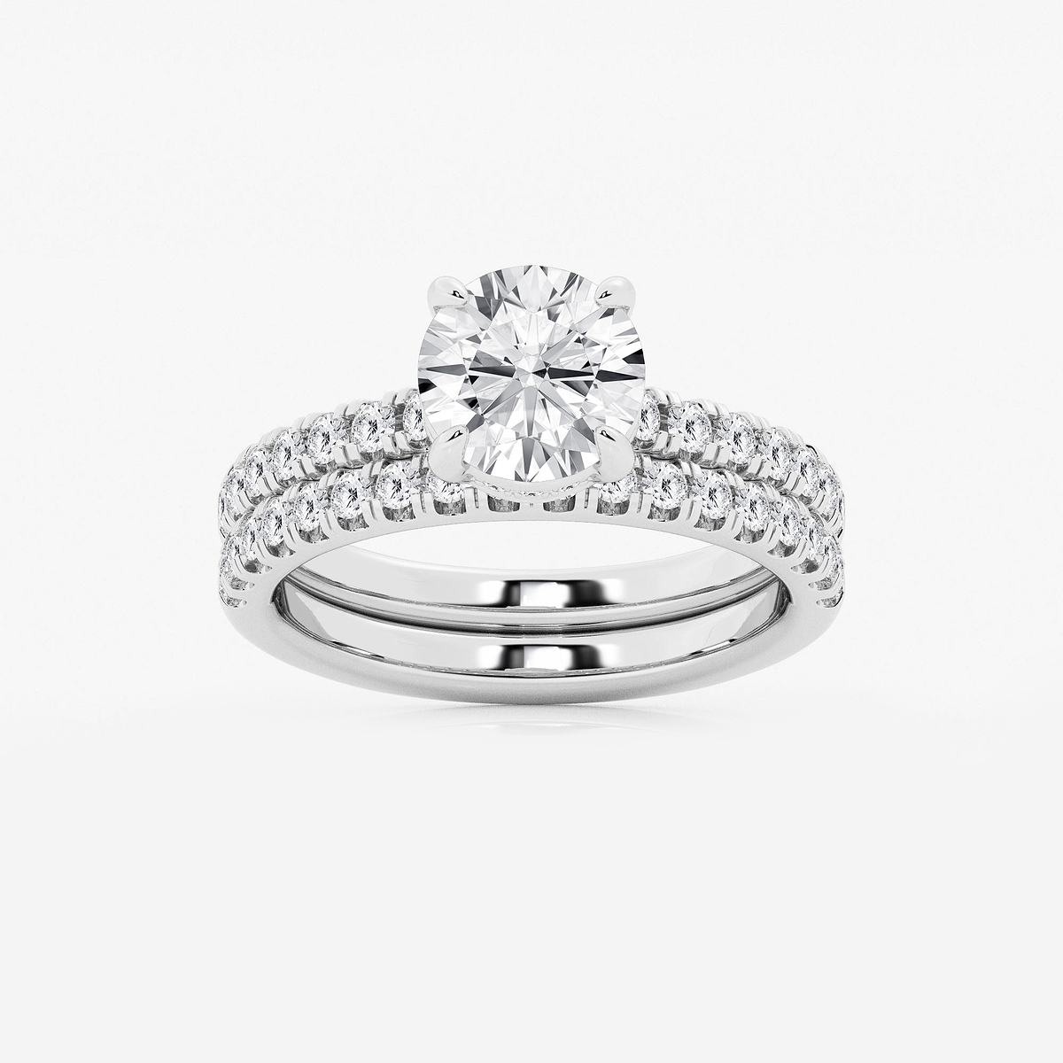 2 3/4 ctw Round Lab Grown Diamond Hidden Halo Bridal Set