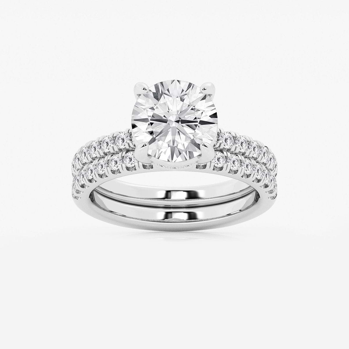 3 3/4 ctw Round Lab Grown Diamond Hidden Halo Bridal Set