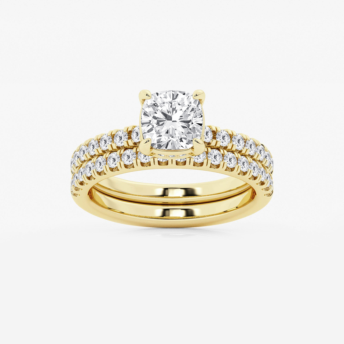 2 1/4 ctw Cushion Lab Grown Diamond Hidden Halo Bridal Set