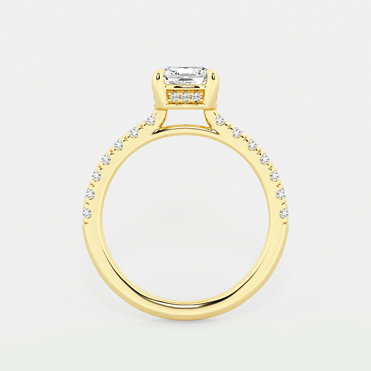 Additional Image 1 for  2 1/4 ctw Cushion Lab Grown Diamond Hidden Halo Bridal Set