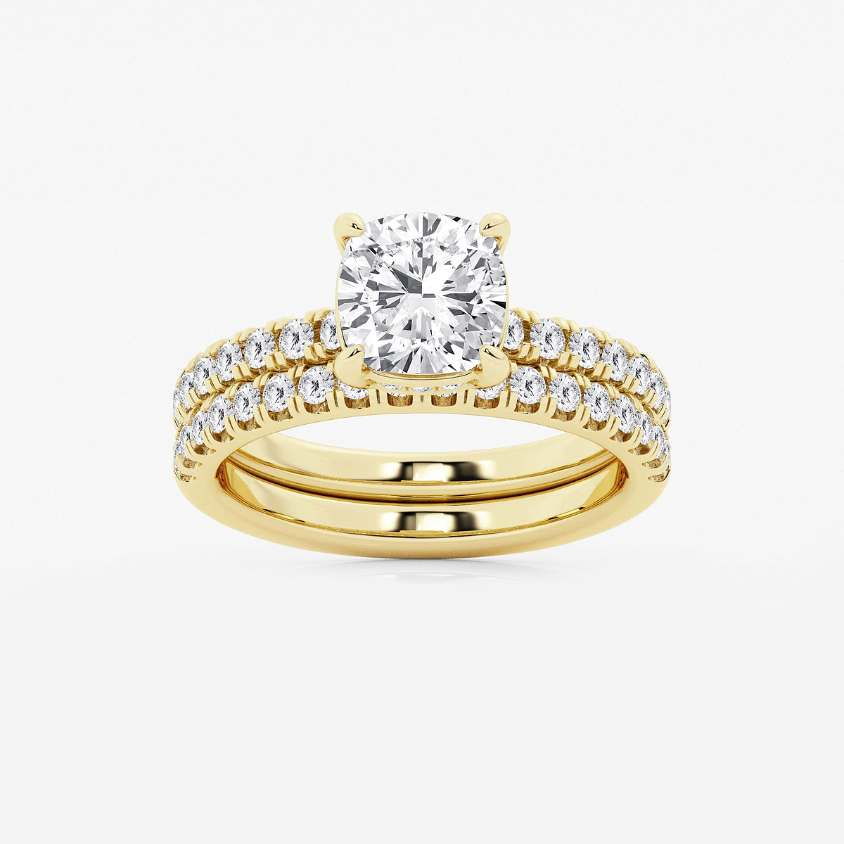 2 3/4 ctw Cushion Lab Grown Diamond Hidden Halo Bridal Set