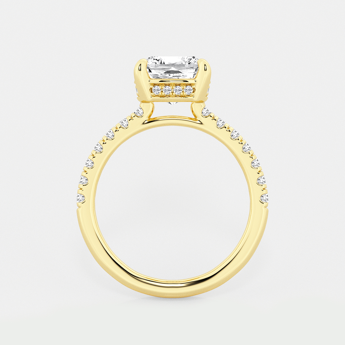 Additional Image 1 for  3 3/4 ctw Cushion Lab Grown Diamond Hidden Halo Bridal Set