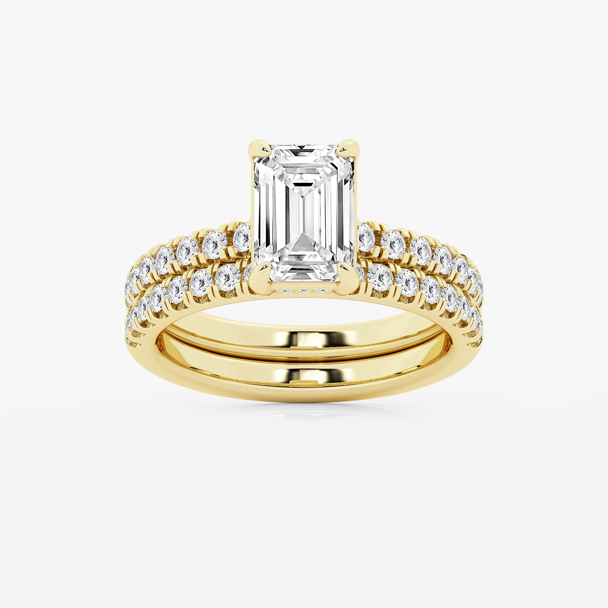 2 3/4 ctw Emerald Lab Grown Diamond Hidden Halo Bridal Set