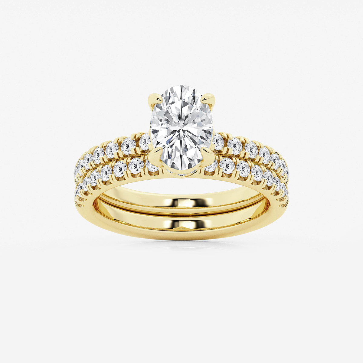 2 1/4 ctw Oval Lab Grown Diamond Hidden Halo Bridal Set