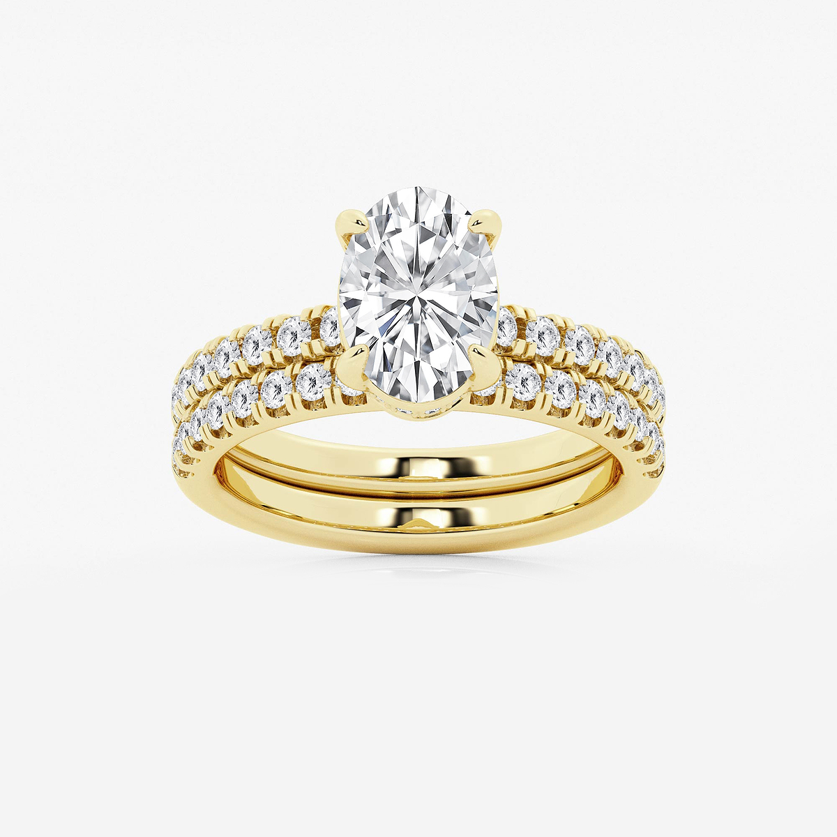 2 3/4 ctw Oval Lab Grown Diamond Hidden Halo Bridal Set