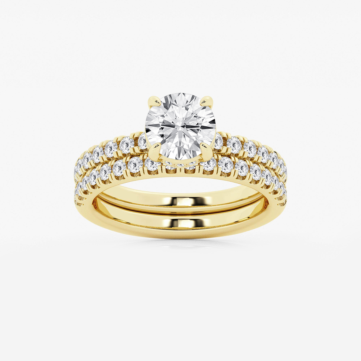 2 1/4 ctw Round Lab Grown Diamond Hidden Halo Bridal Set