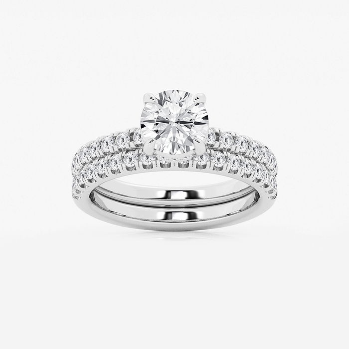 Veil - 2 1/4 ctw Round Lab Grown Diamond Hidden Halo Bridal Set