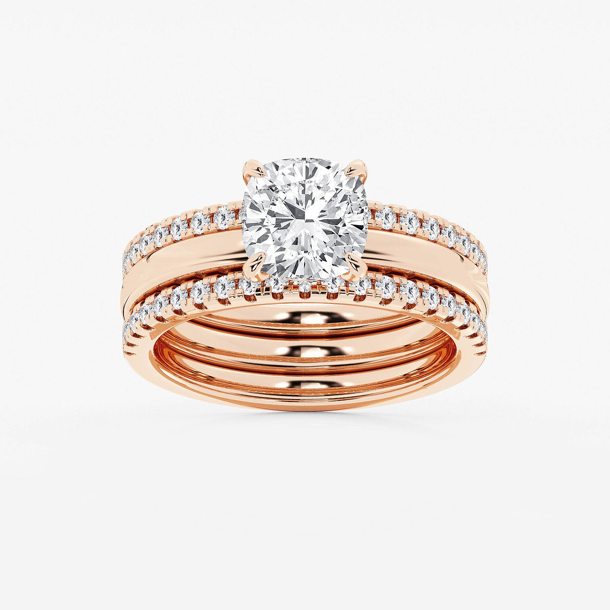 2 1/2 ctw Cushion Lab Grown Diamond Double Band Bridal Set