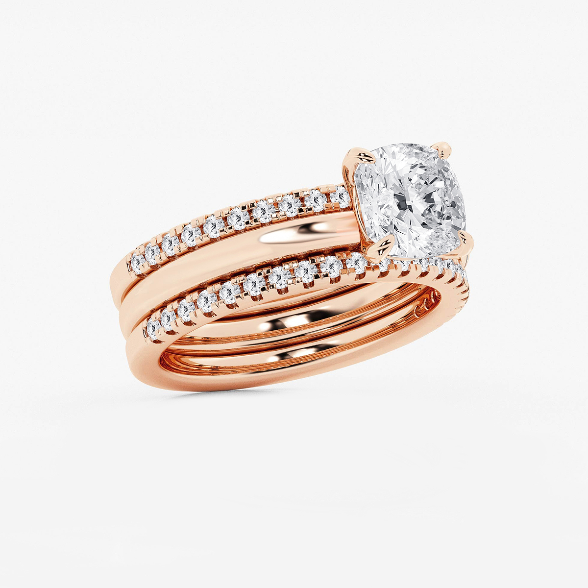 Additional Image 1 for  2 1/2 ctw Cushion Lab Grown Diamond Double Band Bridal Set