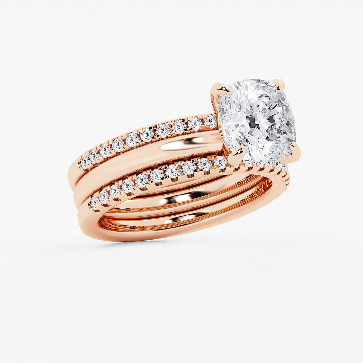 Additional Image 1 for  3 1/2 ctw Cushion Lab Grown Diamond Double Band Bridal Set