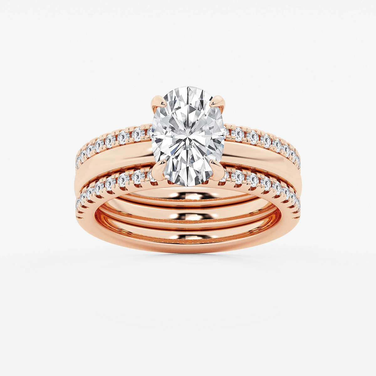 2 1/2 ctw Oval Lab Grown Diamond Double Band Bridal Set