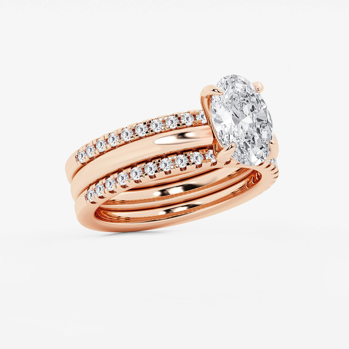 Additional Image 1 for  2 1/2 ctw Oval Lab Grown Diamond Double Band Bridal Set