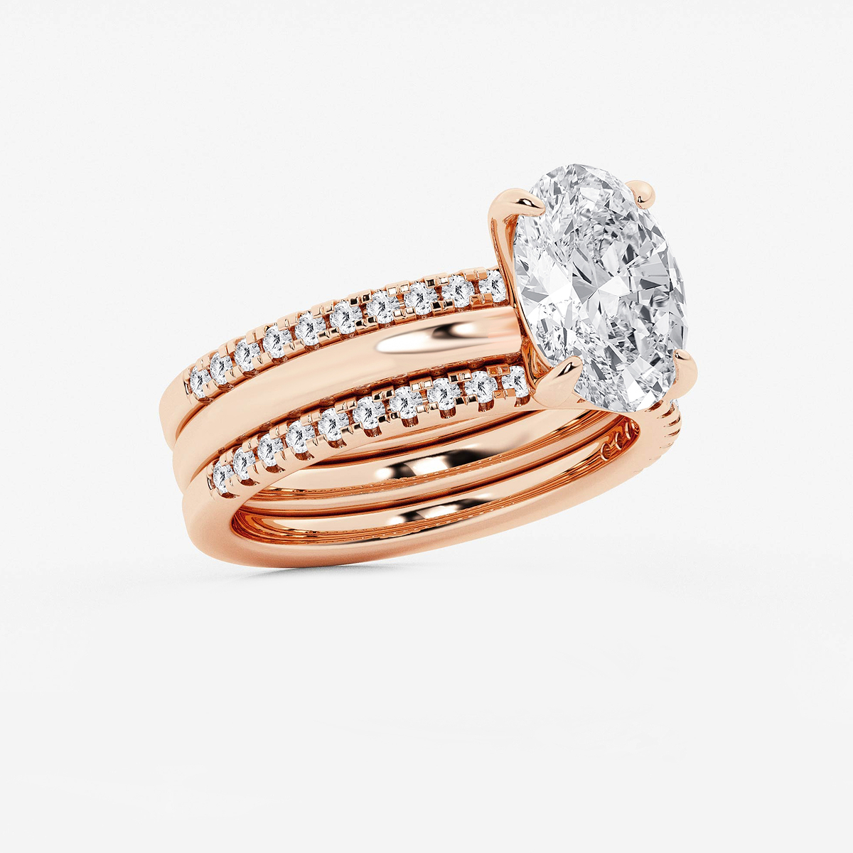 Additional Image 1 for  3 1/2 ctw Oval Lab Grown Diamond Double Band Bridal Set