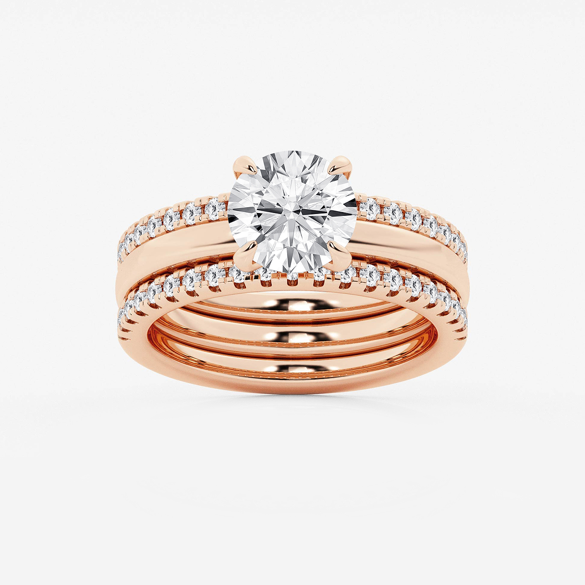 2 1/2 ctw Round Lab Grown Diamond Double Band Bridal Set