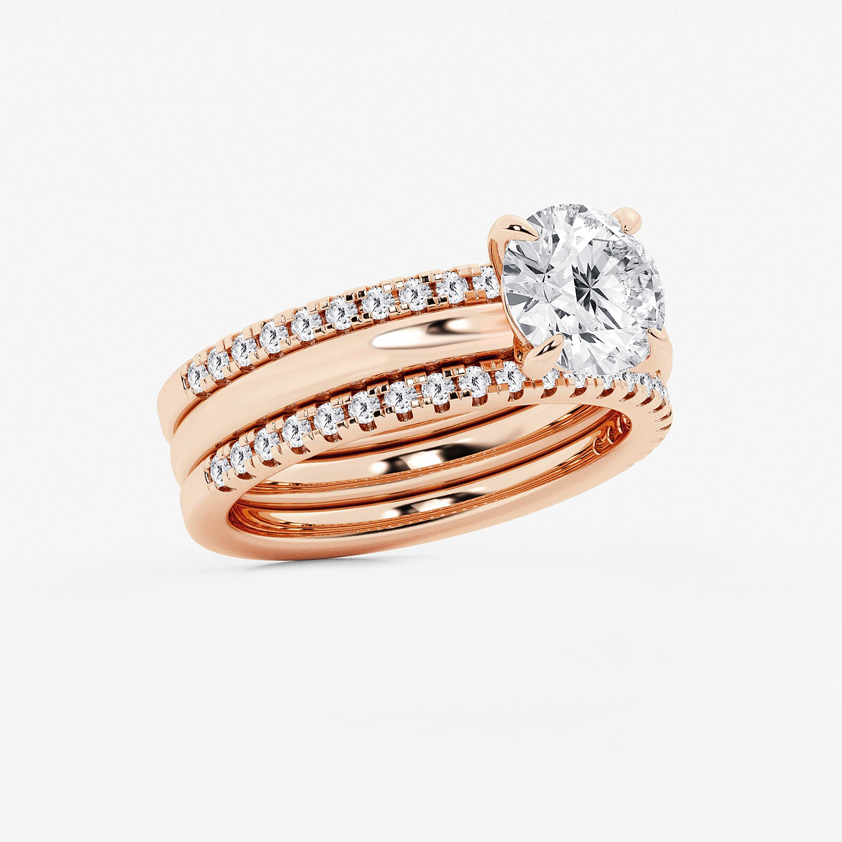 Additional Image 1 for  2 1/2 ctw Round Lab Grown Diamond Double Band Bridal Set