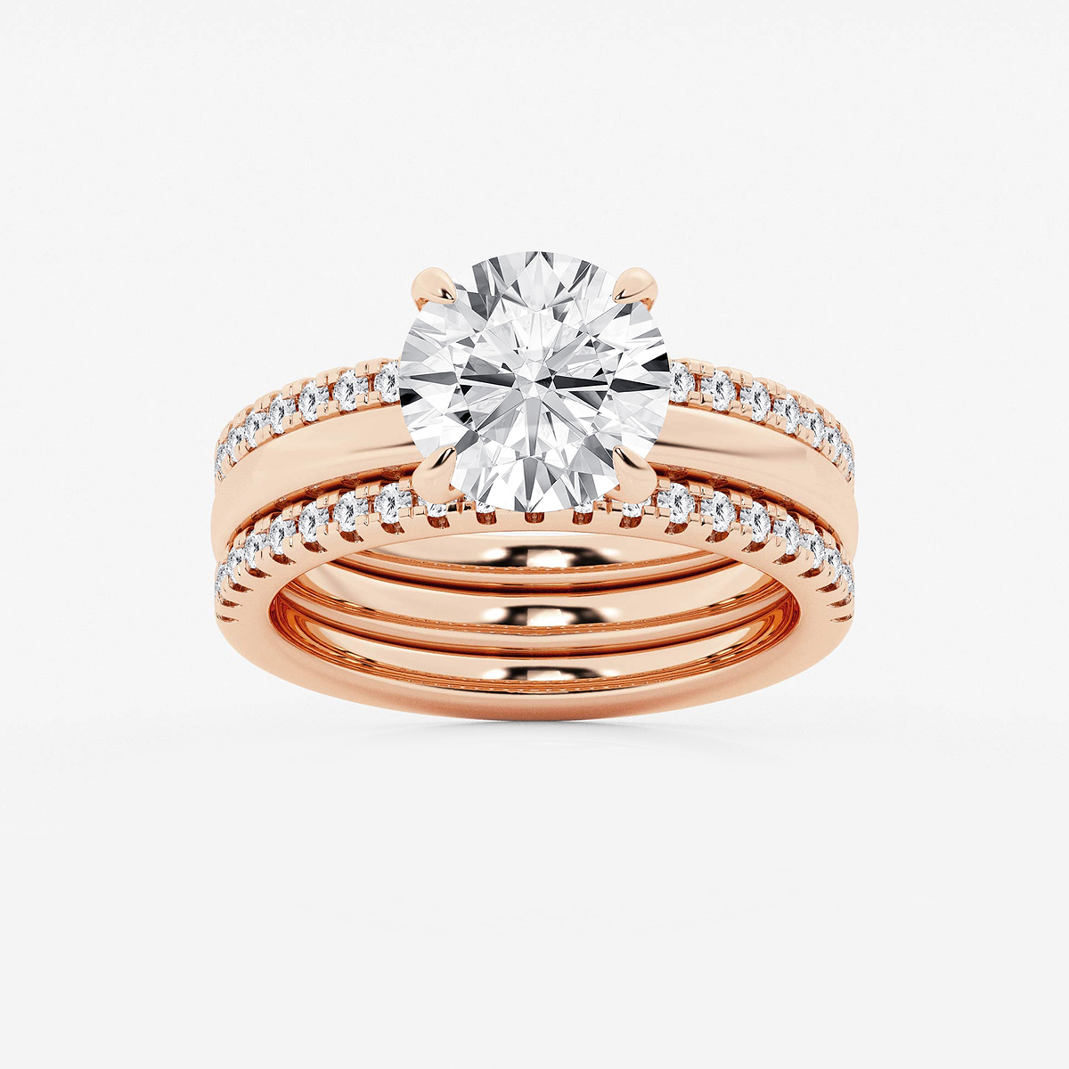 3 1/2 ctw Round Lab Grown Diamond Double Band Bridal Set