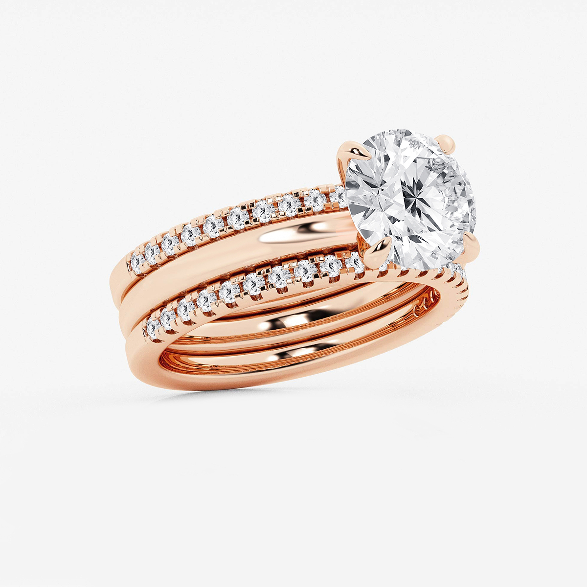 Additional Image 1 for  3 1/2 ctw Round Lab Grown Diamond Double Band Bridal Set
