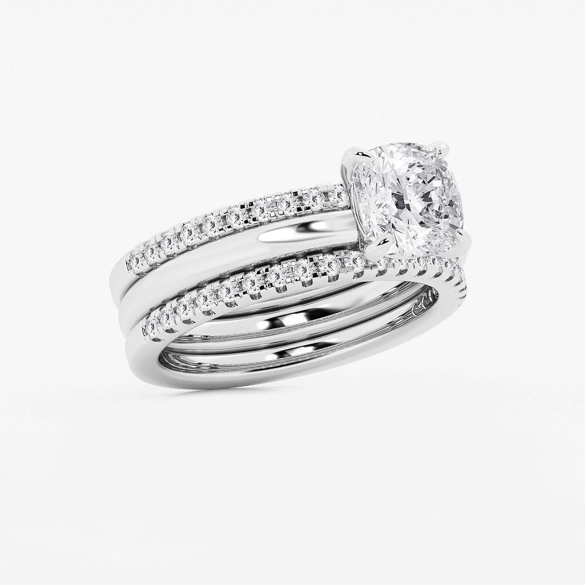 Additional Image 1 for  2 1/2 ctw Cushion Lab Grown Diamond Double Band Bridal Set
