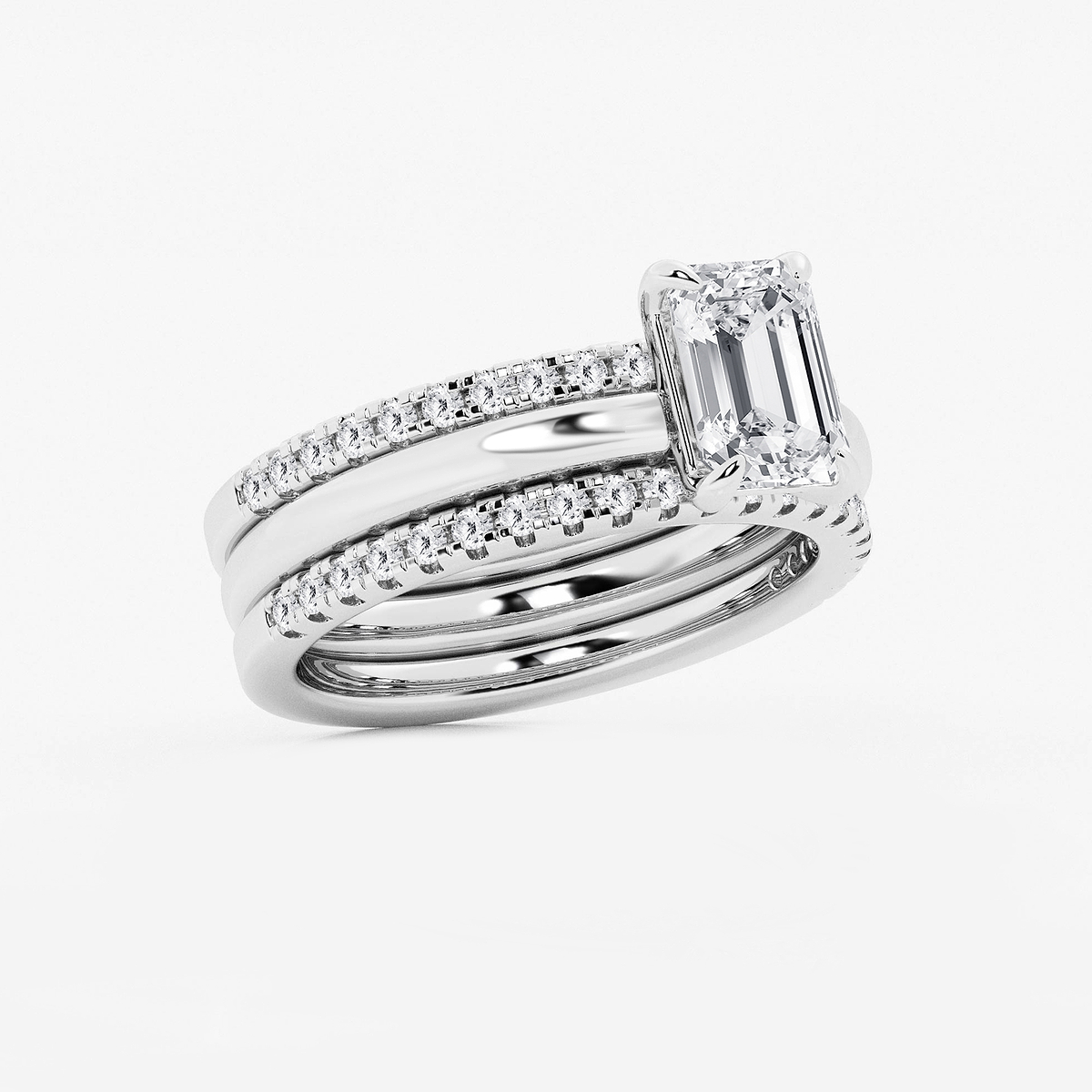 Additional Image 1 for  2 ctw Emerald Lab Grown Diamond Double Band Bridal Set