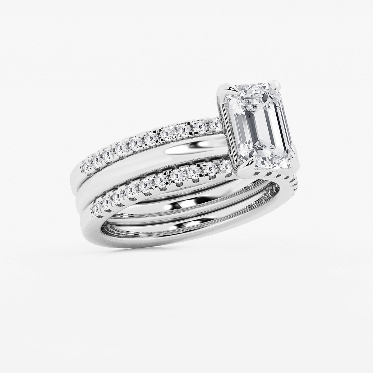 Additional Image 1 for  2 1/2 ctw Emerald Lab Grown Diamond Double Band Bridal Set