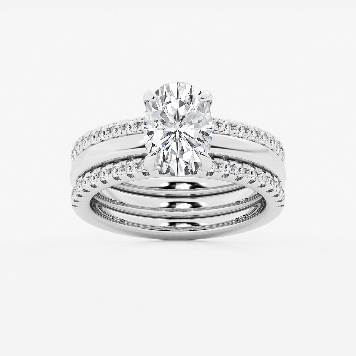 2 1/2 ctw Oval Lab Grown Diamond Double Band Bridal Set