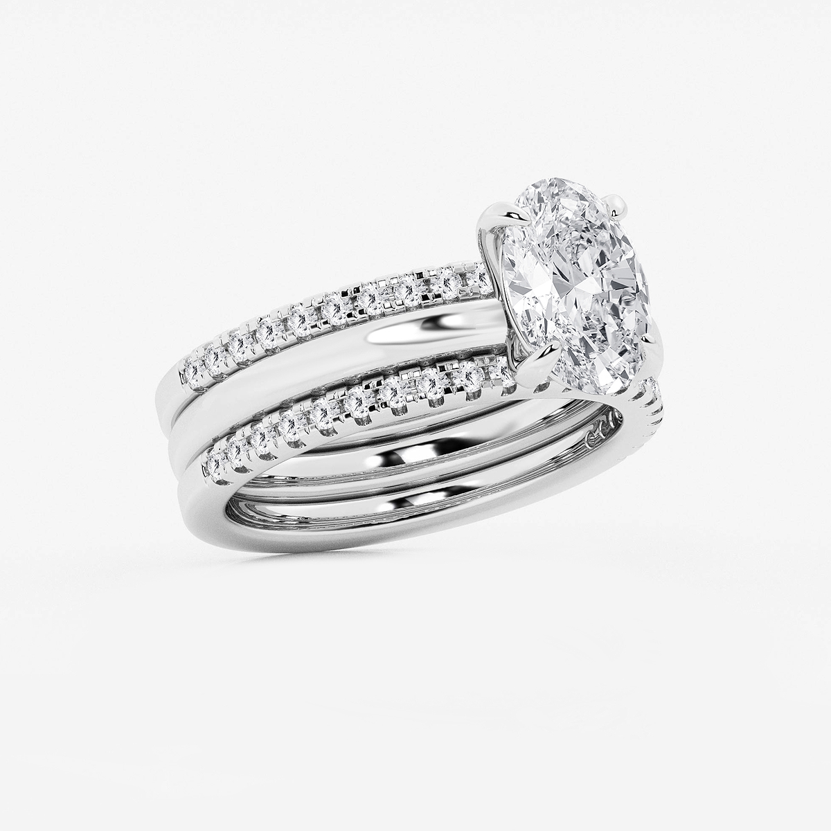 Additional Image 1 for  2 1/2 ctw Oval Lab Grown Diamond Double Band Bridal Set