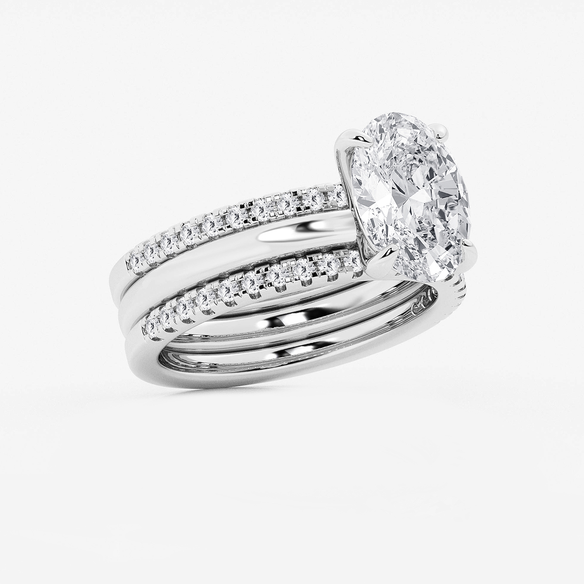 Additional Image 1 for  3 1/2 ctw Oval Lab Grown Diamond Double Band Bridal Set
