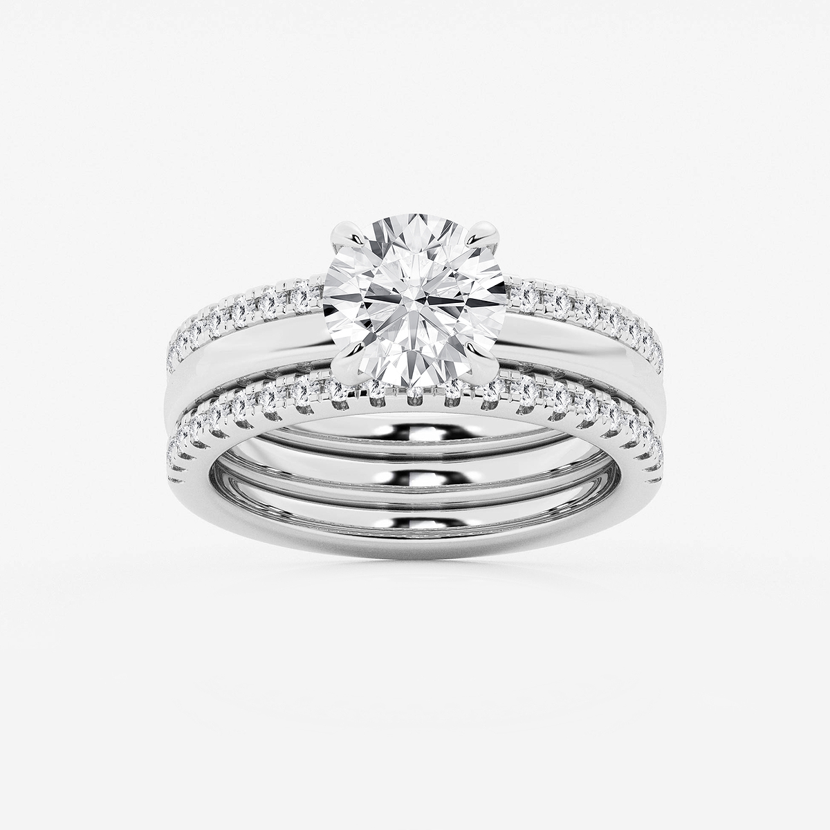 2 1/2 ctw Round Lab Grown Diamond Double Band Bridal Set