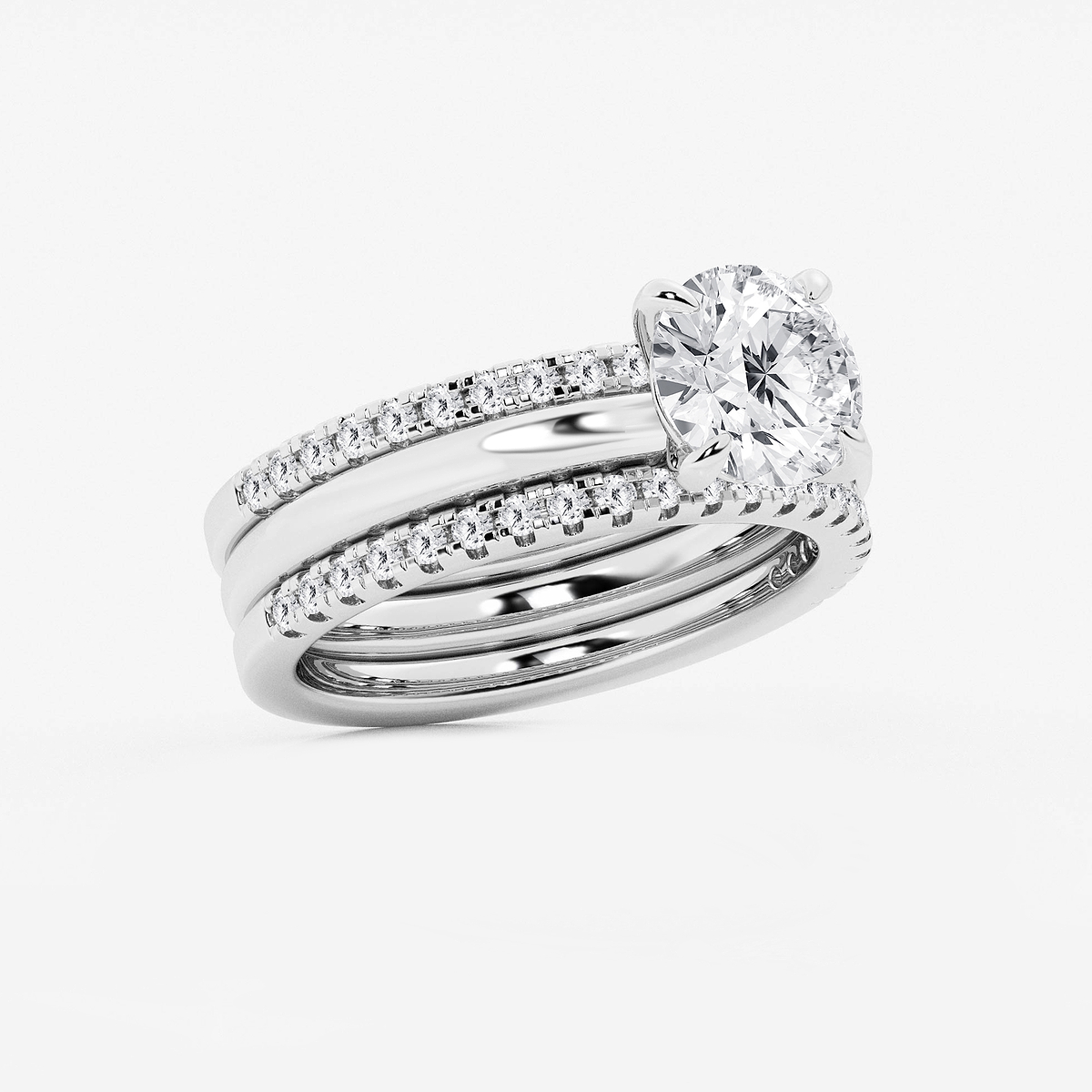 Additional Image 1 for  2 1/2 ctw Round Lab Grown Diamond Double Band Bridal Set