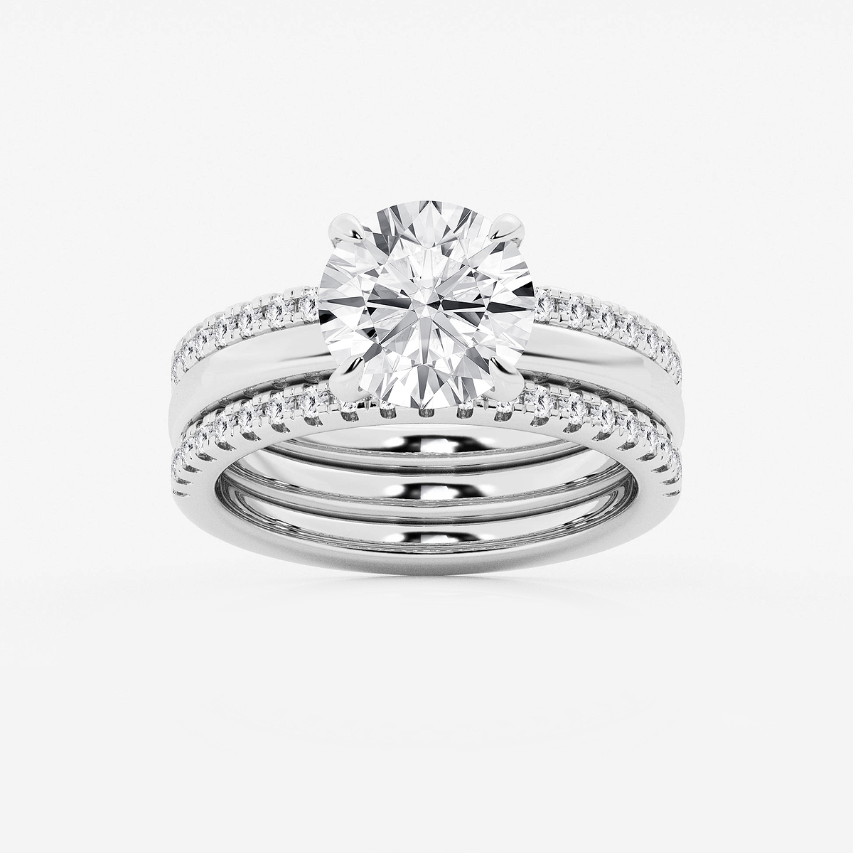 3 1/2 ctw Round Lab Grown Diamond Double Band Bridal Set