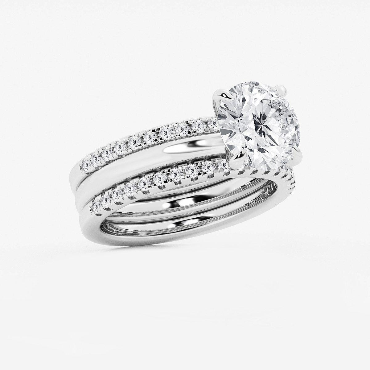 Additional Image 1 for  3 1/2 ctw Round Lab Grown Diamond Double Band Bridal Set