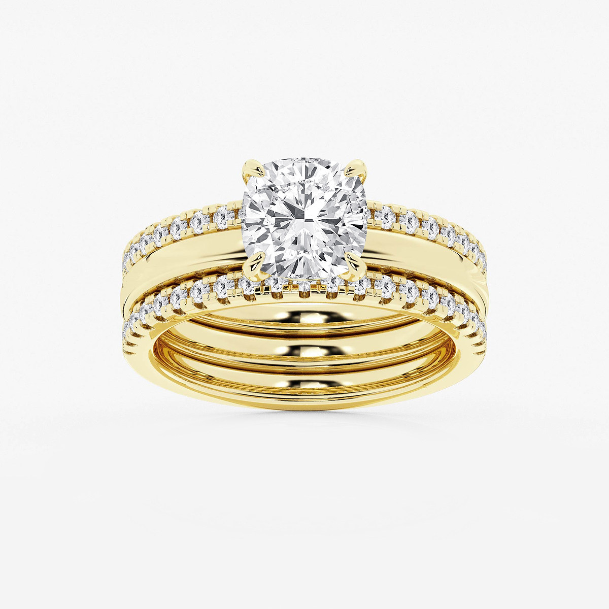 2 1/2 ctw Cushion Lab Grown Diamond Double Band Bridal Set
