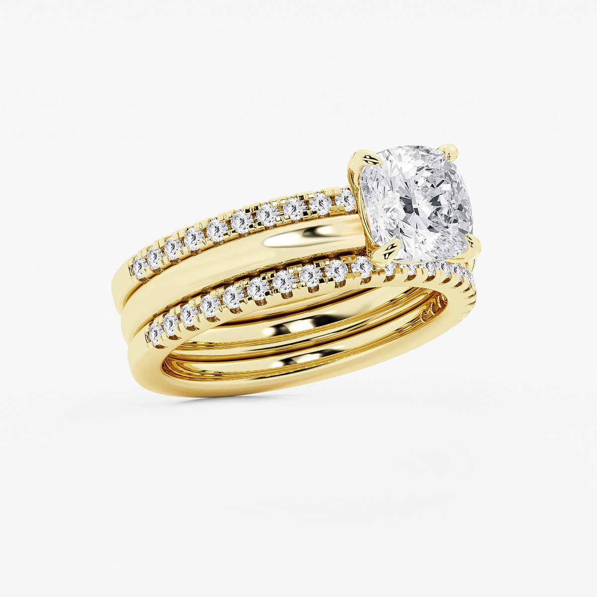 Additional Image 1 for  2 1/2 ctw Cushion Lab Grown Diamond Double Band Bridal Set