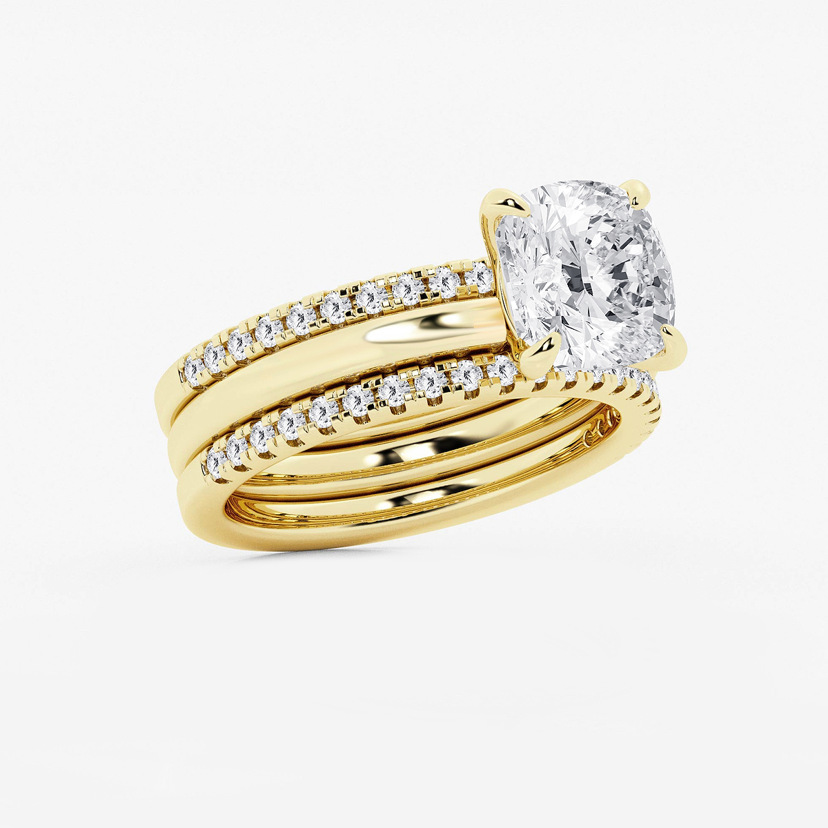 Additional Image 1 for  3 1/2 ctw Cushion Lab Grown Diamond Double Band Bridal Set