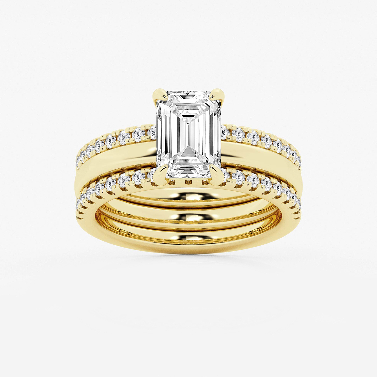 2 1/2 ctw Emerald Lab Grown Diamond Double Band Bridal Set
