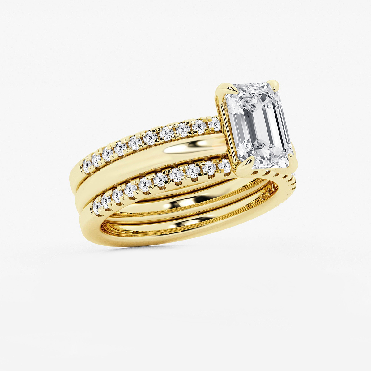 Additional Image 1 for  2 1/2 ctw Emerald Lab Grown Diamond Double Band Bridal Set