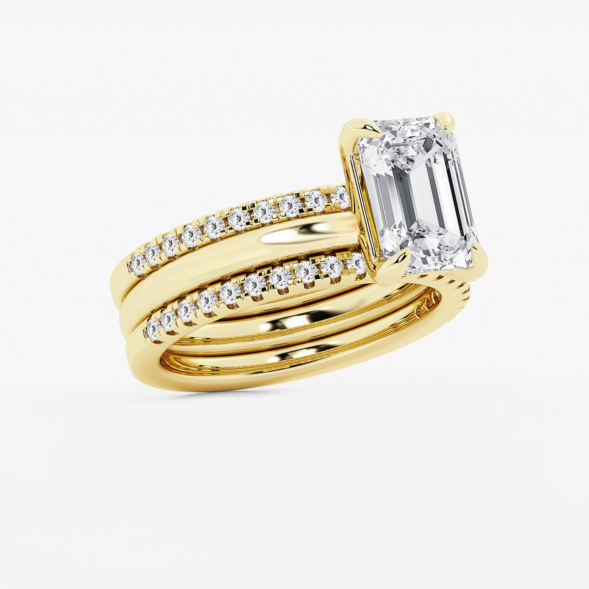 Additional Image 1 for  3 1/2 ctw Emerald Lab Grown Diamond Double Band Bridal Set