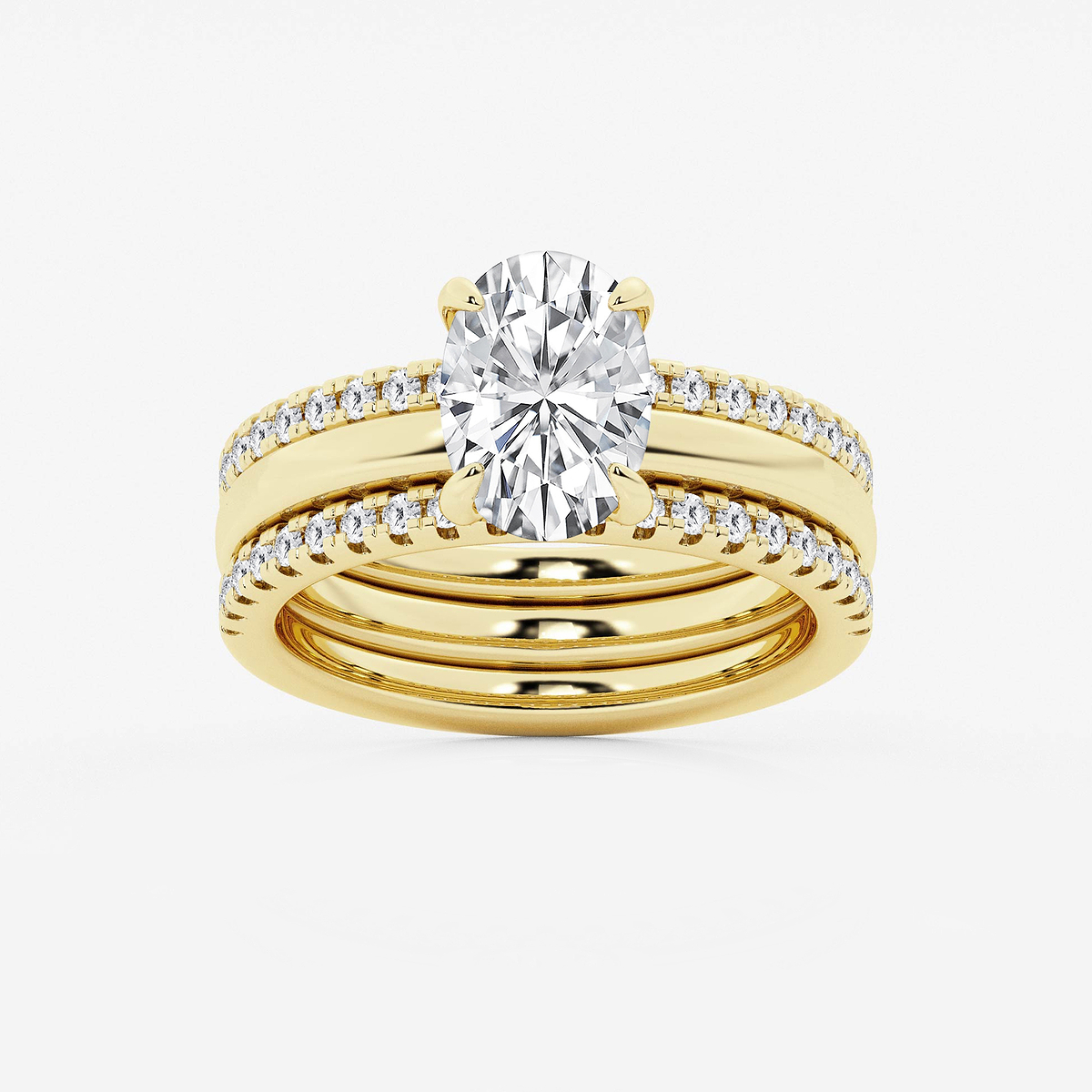 2 1/2 ctw Oval Lab Grown Diamond Double Band Bridal Set