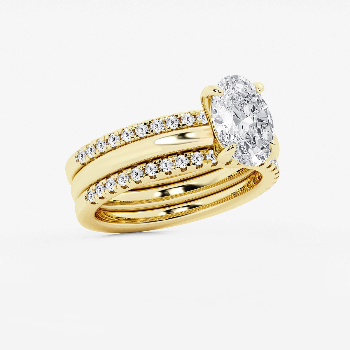 Additional Image 1 for  2 1/2 ctw Oval Lab Grown Diamond Double Band Bridal Set